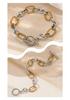18K Gold Stainless Steel Two-tone Twisted Pattern Cross Chain Bracelet with OT Clasp