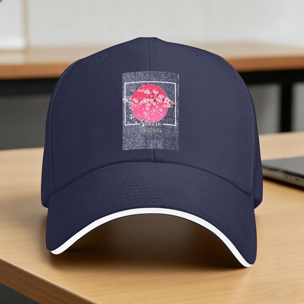 Sakura Cherry Blossom Tree Japanese Kanji Baseball Cap Casual Female Male Custom Logo Outdoor Sports Snapback Cap Birthday Gift