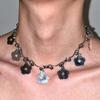 Punk Flower Pendant Necklace for Women Fashion Geometric Metal Small Round Ball Splicing Necklace Popular Street Jewelry Gifts