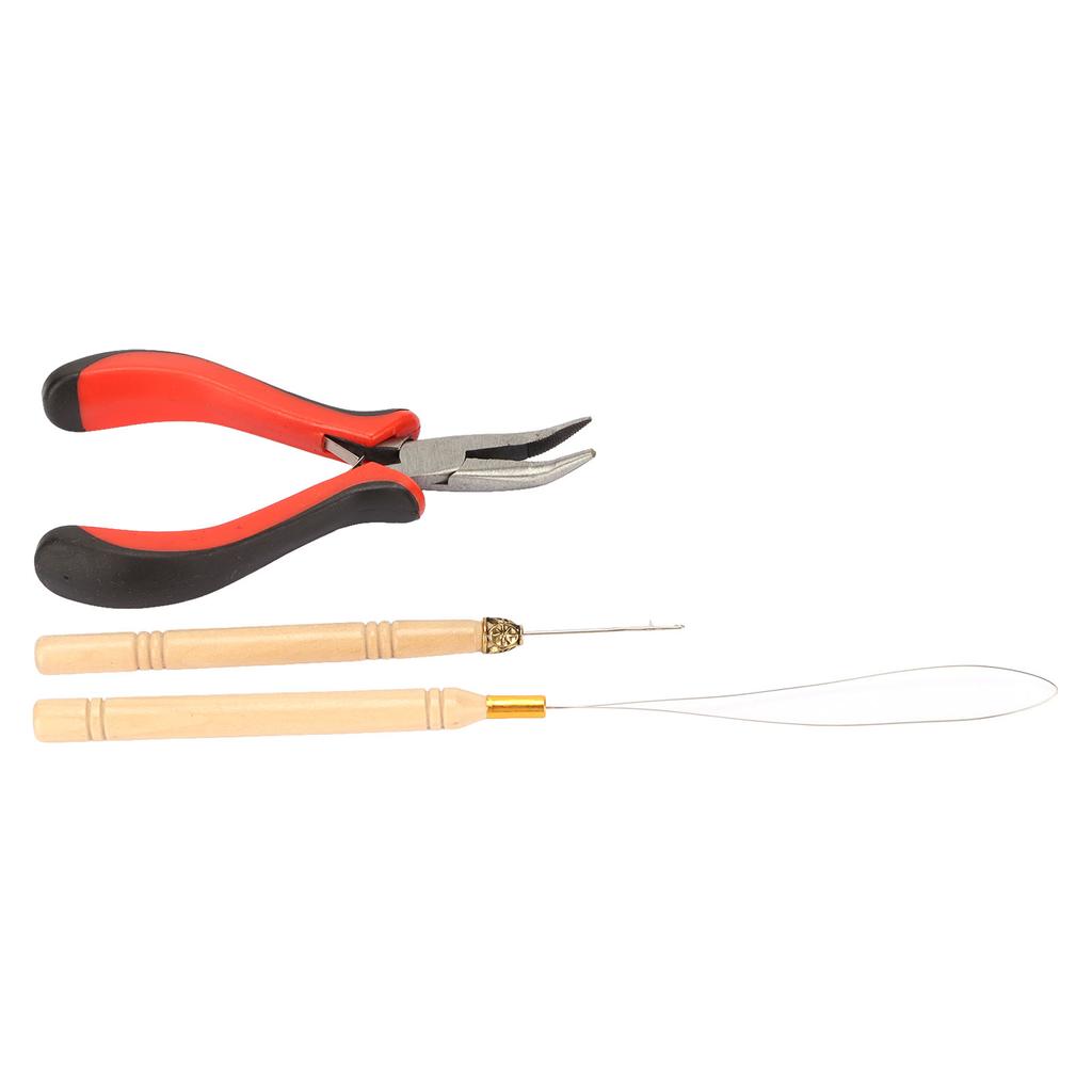 Hair Extension Tool Kit with Silicone Rings Crochet Pulling Hook Portable Hair Styling Kit