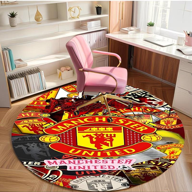 Manchester United F.C Print Round Rug, Washable Floor Carpet, For Entryway Dorm Laundry Room Office Study, Home Decor Birthday Christmas Gift