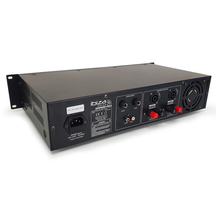 Amplificateur De Sono - 2 X 480W - Noir - Ibiza Sound AMP600-MKII