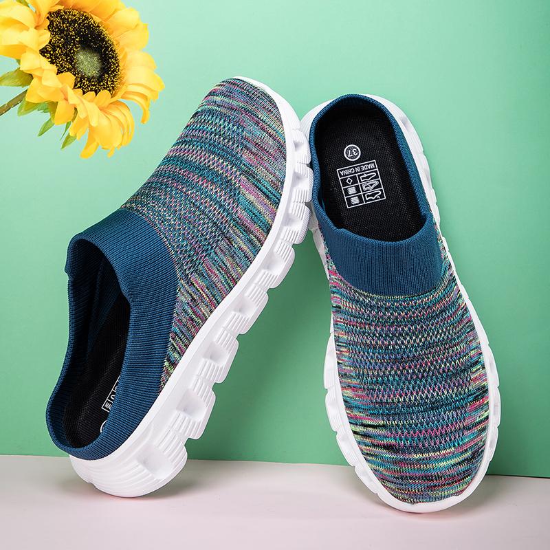 Baotou half slippers new outer wear maternity shoes soft sole large size cotton slippers knitted office