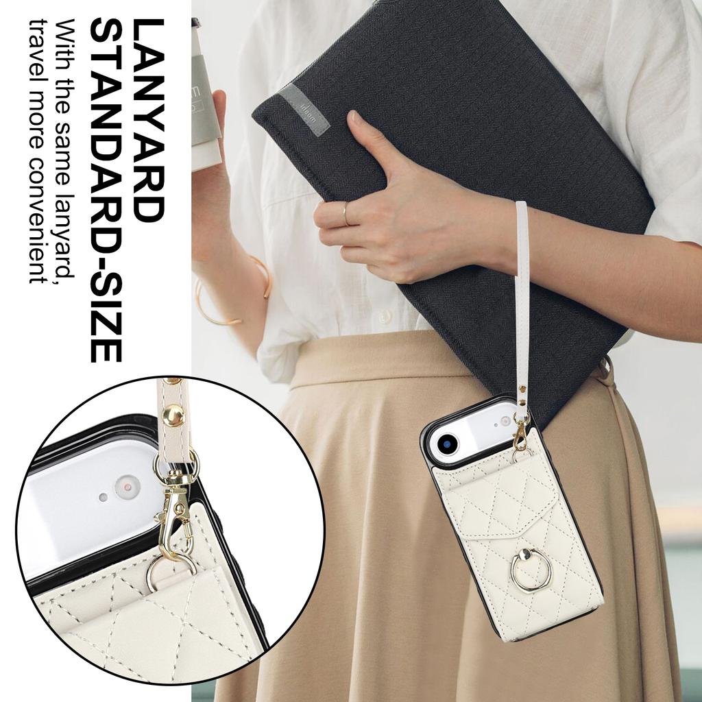 For iPhone Air Case RFID Blocking Card Bag Leather + TPU Crossbody Phone Cover with Ring Kickstand