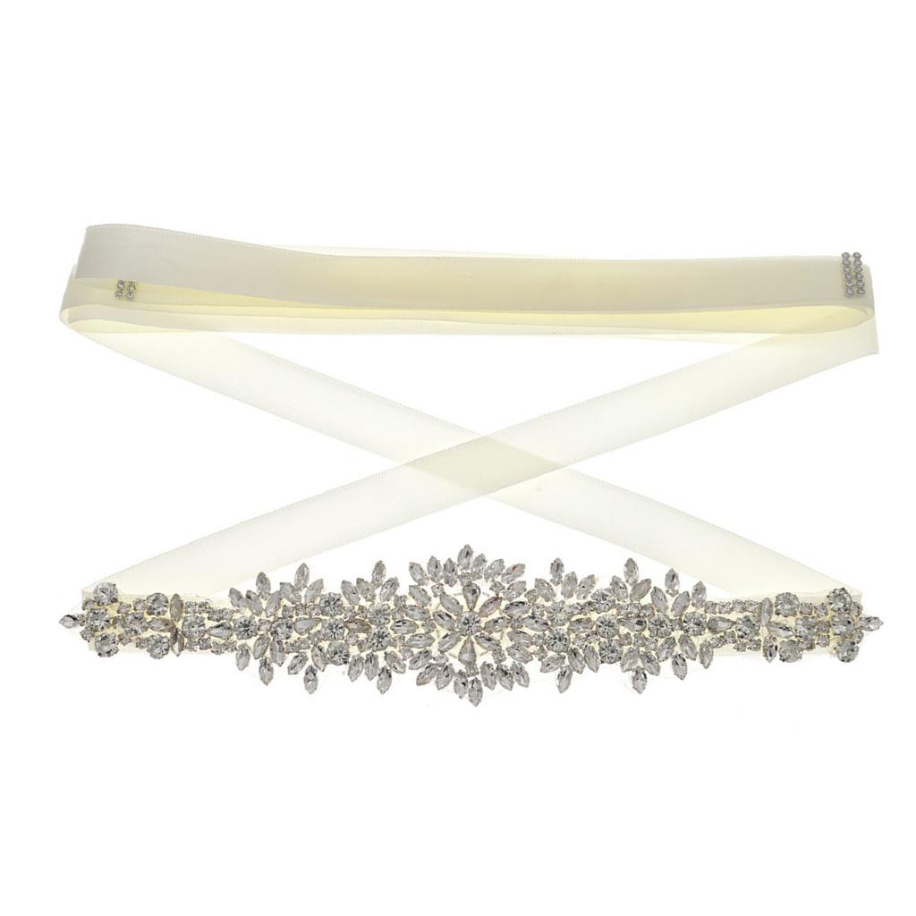 Handmade Wedding Bride Sash with Sparkling Rhinestones and Crystal SelfTied Lace Ribbon Belt for Bride Special Occasion