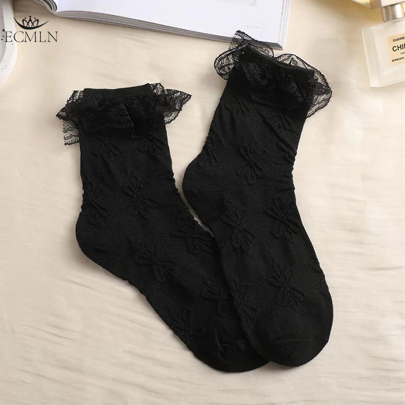Women's Lace Ankle Socks Ruffle Frilly Socks Mesh Lace Loose Socks Slouch Socks Ankle High Socks for Women
