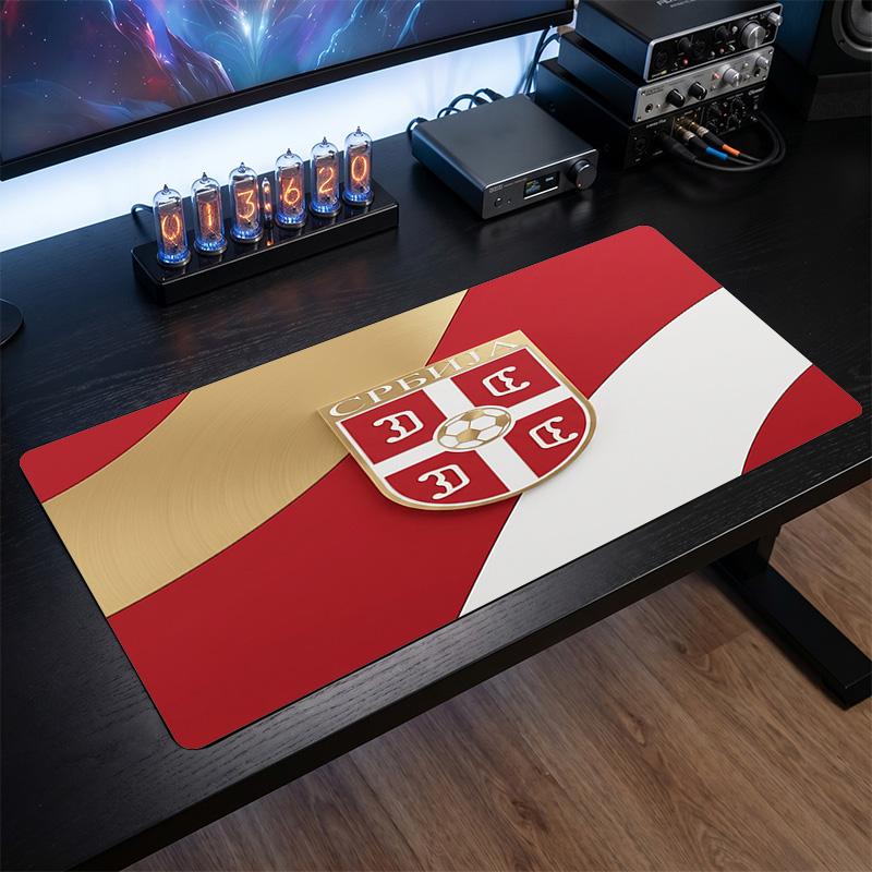 X2529==Serbia Crest Mouse Pad, Extended Non Slip Rubber Desk Mat for Gaming Office Laptop Fan Gift