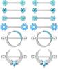 Bobisty 6 Pairs 14G Nipple Rings Set for Women 316L Stainless Steel Heart Butterfly Moon CZ Flower Nipple Rings Piercing Jewelry