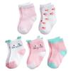 5Pairs CarToon Baby Girl Socks Cute Animal Print Cotton Newborn Childrens Socks Kid Soft Knit Toddle Sleeping Socks 0-8 Years