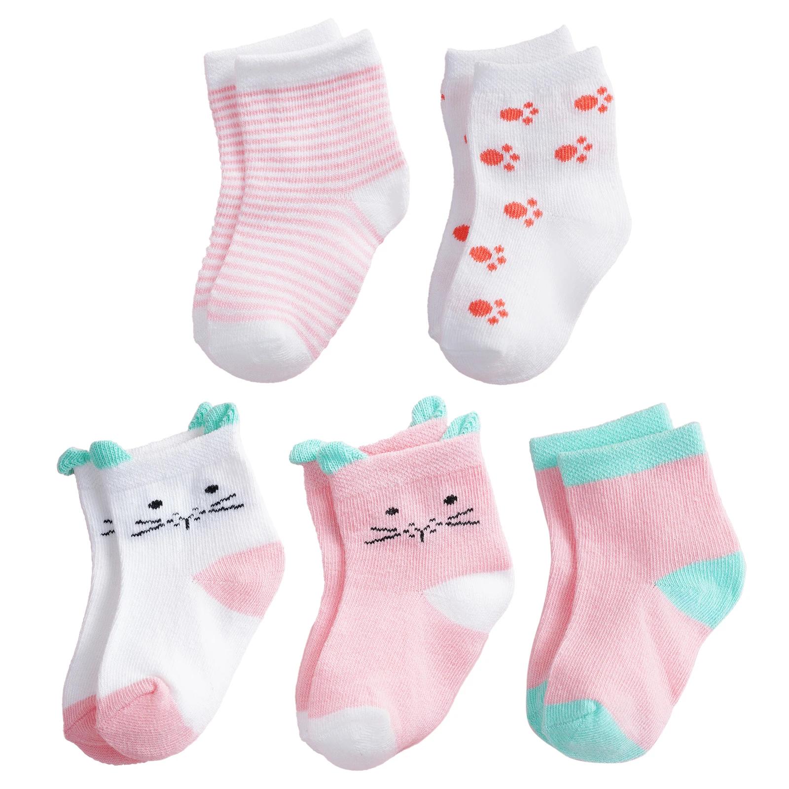 

5Pairs Cozy Toddler Socks for Home Walking Support SOX Lightweight Cotton Socks daily Cartoon Animal Socks for Baby Shower Gifts 1-3Years(11-13cm)