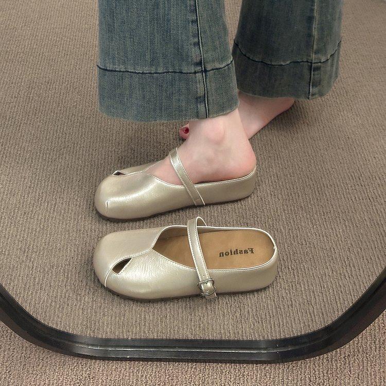 Inner Heightening Bag Head Half Slippers Women's Summer Outer Wear 2025 New French Soft Bottom with Skirt Beach Casual Cool Slippers