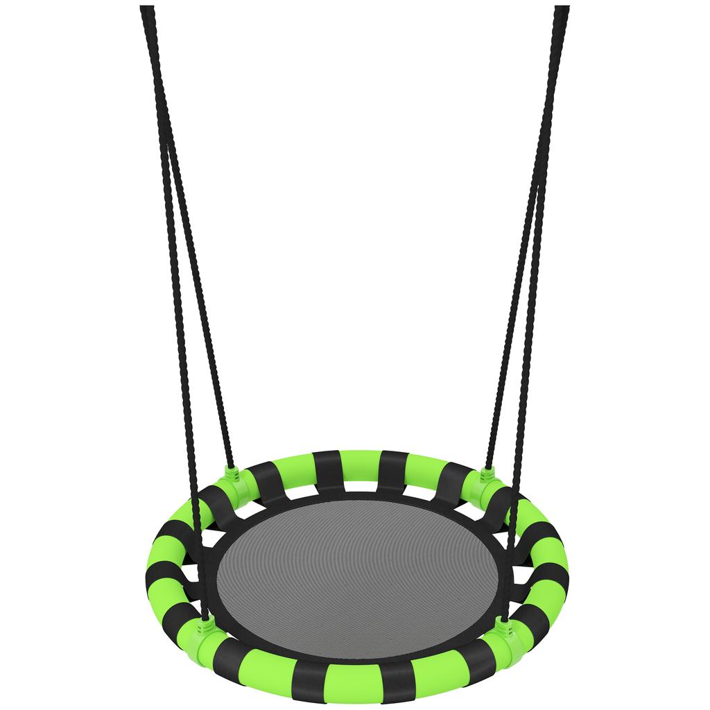 60cm Diameter Kid Nest Swing Seat with Height Adjustable Ropes, for Outdoor, Indoor, Black/Green