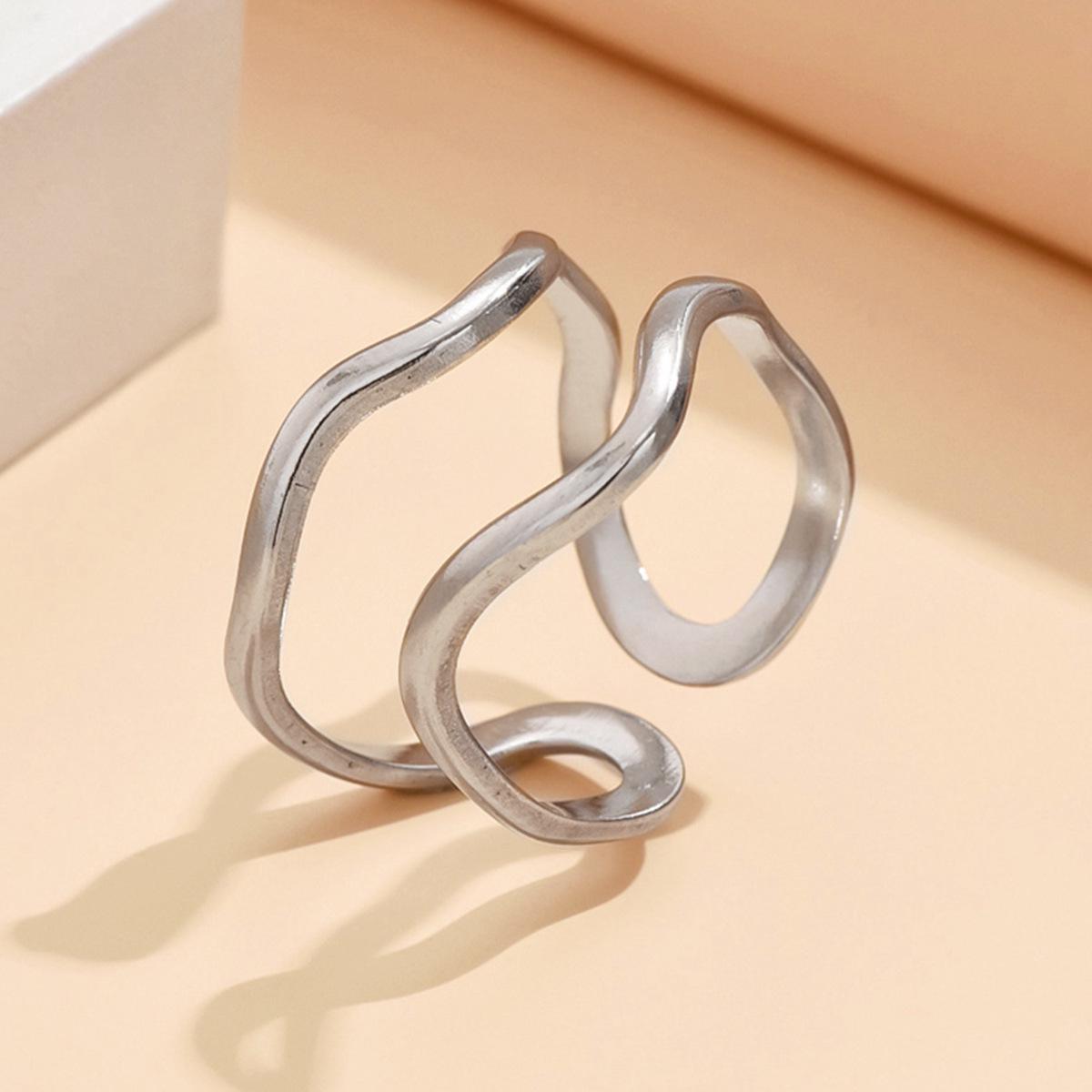 Stainless Steel Irregular Line Ring - Bold Statement Index Finger Jewelry for Women