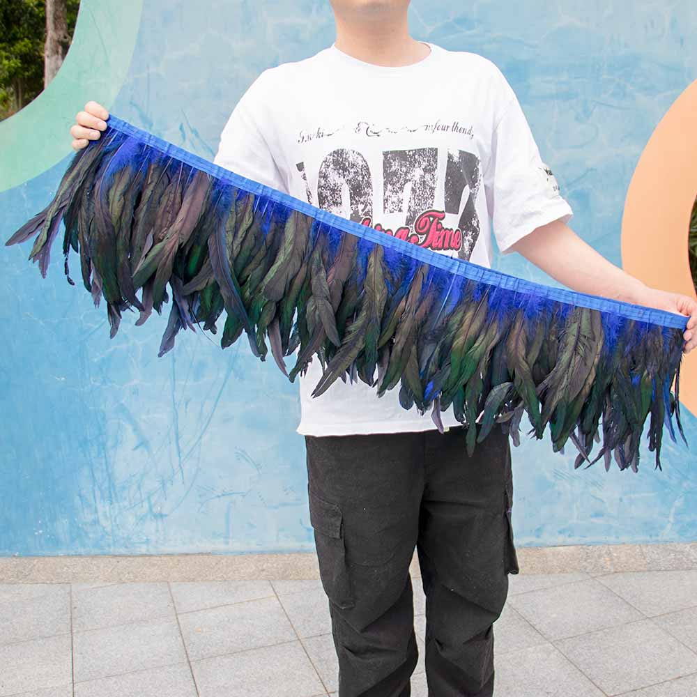 1 Meter Natürliches Rotes Hahnenhechel Federbesatz Fransen 10-12 Zoll Hochzeit Karneval Party Dekoration DIY Kleidung Nähen Handwerk