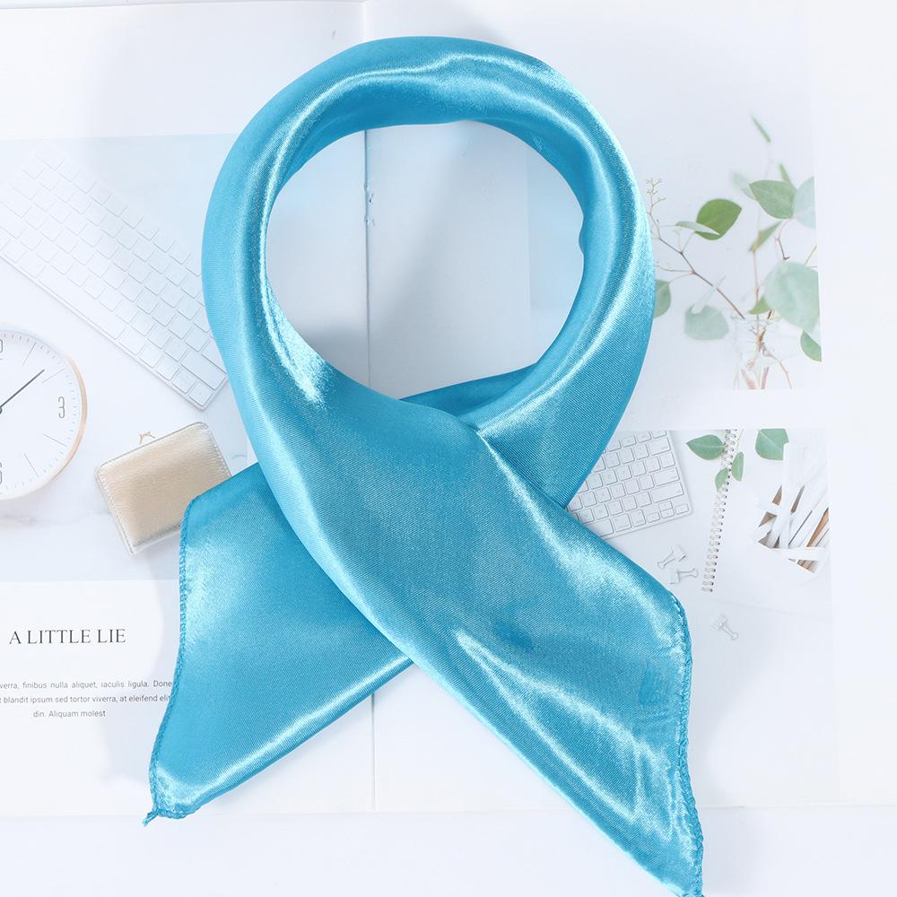 50*50cm Silk Scarf Women Small Soft Squares Decorative Head Scarf Multicolor Stripe Print Kerchief Neck Wrap Solid Colors