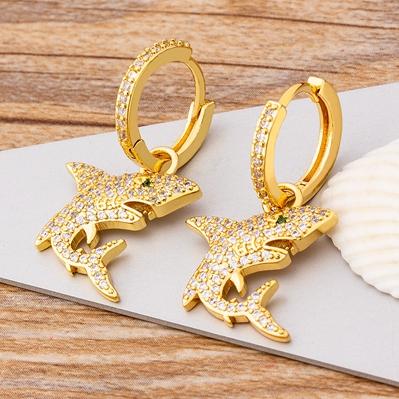 Nidin New Charm Colorful Color Double Layer Star Earrings Copper Cubic Zircon Hoop Earrings For Women Best Party Wedding Gift