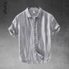 Men's Chinese Style Short-Sleeve Cotton Linen Shirt - Breathable, Casual Lapel Top