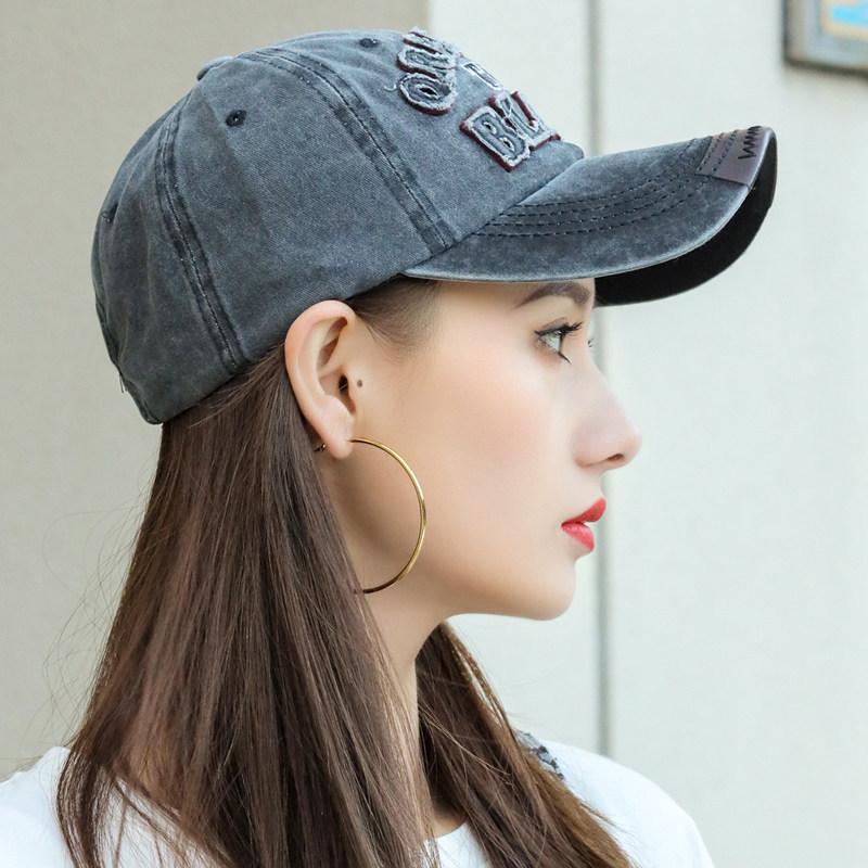 

Hat summer baseball cap ins tide brand burgundy tide wash retro old cap shade sun hat Adjustable темно-сірий
