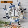 Mediterranes Holzschiffsraddekor 45cm Nautisches Ruder Handgefertigt Handwerklich Langlebiges Hängendes Ornament für die Wohnzimmerwand
