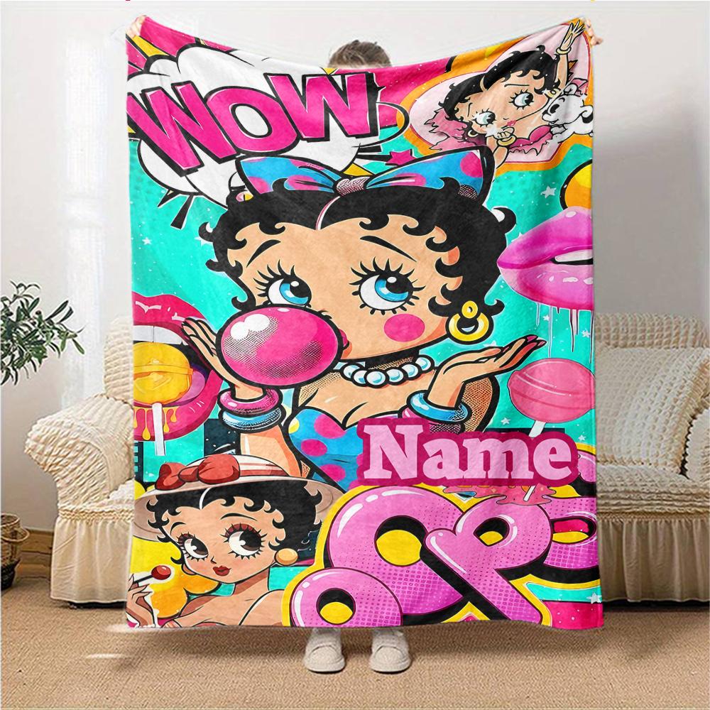 Custom Name Betty Boop Dance Party Party Blanket For Couch Bed Plush Cozy Fuzzy Blanket Super Soft Warm Blankets For Fall And Winter 09166