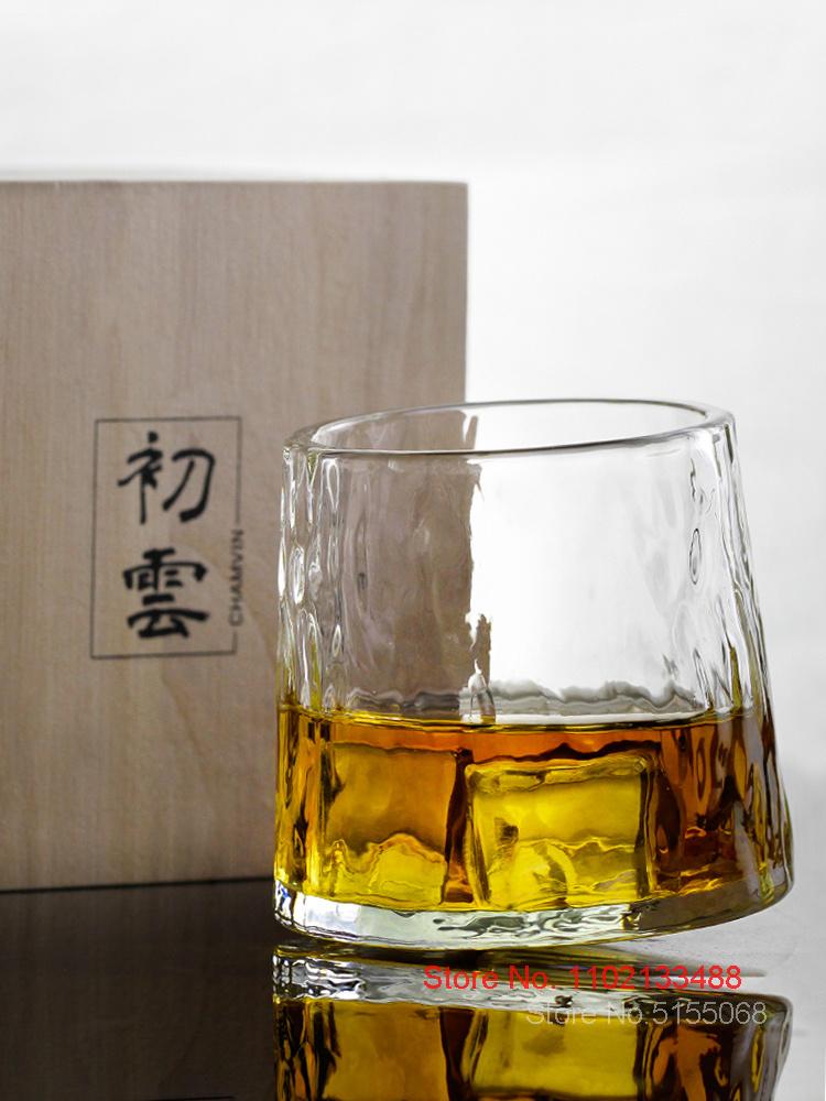 250ml HATSUKUMO Whiskey Crystal Glass Japan Style Rotating Wineglass Funny Roly-Poly First Cloud Cognac Whisky Snifter Beer Mug