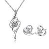 Mode Frauen Liebe Kristall Halskette Ohrring Set Wasser Tropfen Halskette Frauen Schmuck Set Halsketten Für Frauen Jahrestag Geschenk