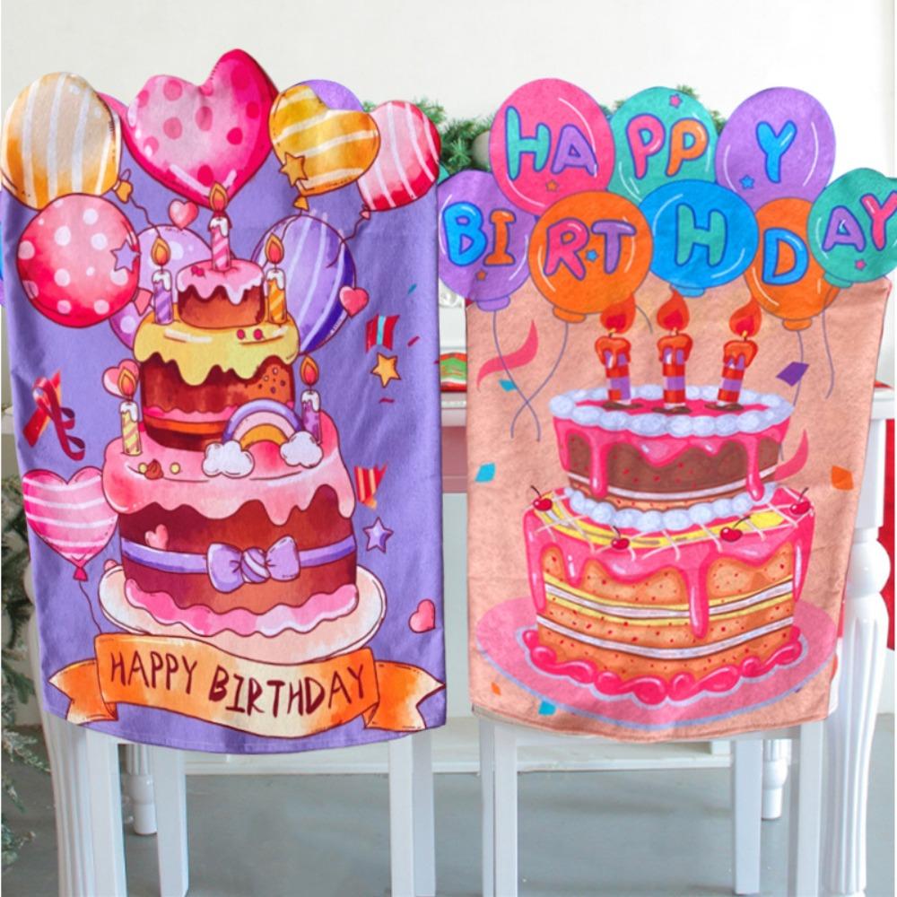 1PC Birthday Chair Cover Universal Size Cute Reusable Chair Cover for Kids Birthday Seat Cover Colorful Party Dining Room Decor