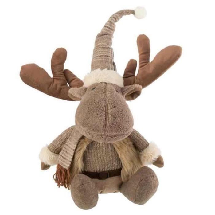 Peluche - J-LINE - Renne Hiver - 30cm - Marron - Tendance & Moderne