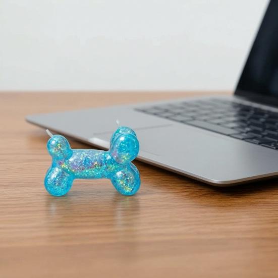 Dog Shape Sensory Toy Stress Relieving Balloon Toy Soft Glitter Squeeze Clear Puppy Fidget for Anxiety Relief