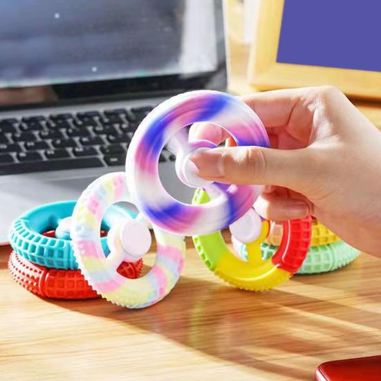 Silicone Fidget Spinner Hand Grip Strengthener Stress Relief Textured Spinning Sensory Toy Arthritis Hand Therapy Rehabilitation Workout Equipment
