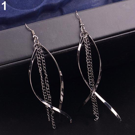 Women's Vintage Elegant Alloy Long Tassels Chain Drop Hook Dangle Earrings Jewelry