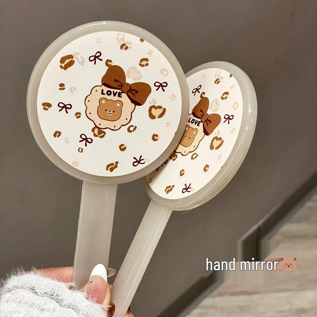 Little Bear Cute Handheld Makeup Mirror: Stylish Girly Design, High-Definition Beauty Tool
