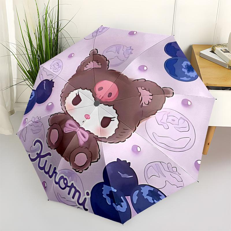 

1pc Blueberry Kuromi Automatic Opening and Closing Umbrella - Small Umbrella Suitable for Various Occasions, Portable 3-Fold Small Umbrella for Men an
