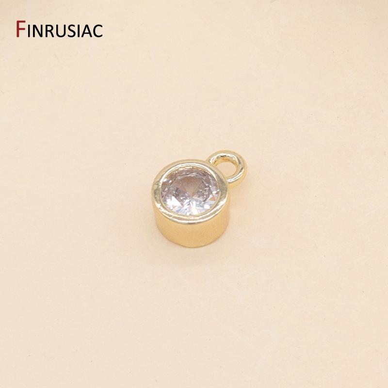 

14K Gold Plated Zirconia Birthstone Pendant 12 Months Color Stone For Jewelry Making DIY Necklace Bracelet Accessories 4 pieces білий