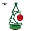 Small Holiday Decor for Office Christmas Tree Table Decoration, Metal Line Art Sculpture with Hollow Ornaments Red Ball Ornament Xmas Party