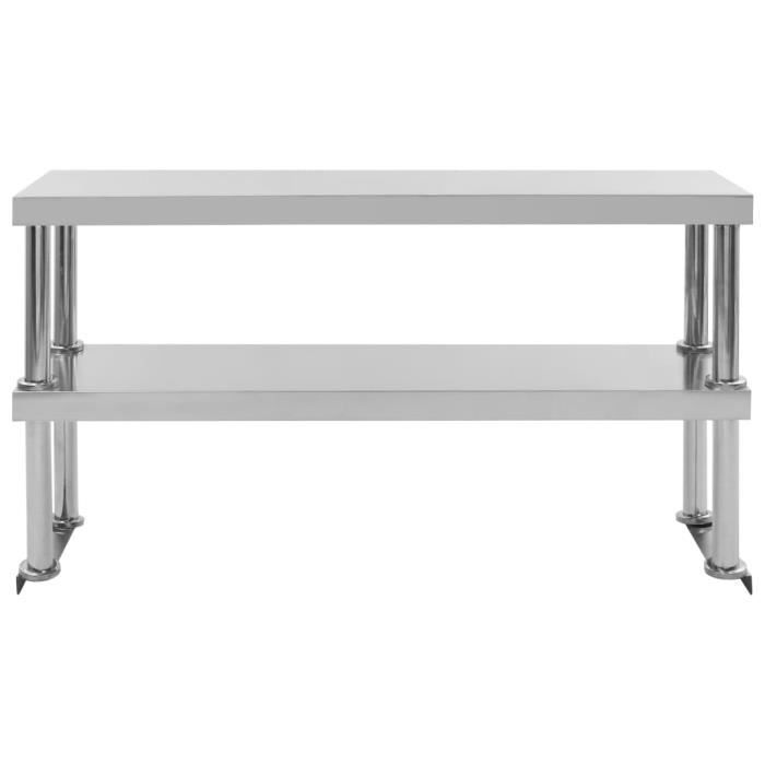 VidaXL Étagère de table de travail 2 niveaux 120x30x65 cm Inox