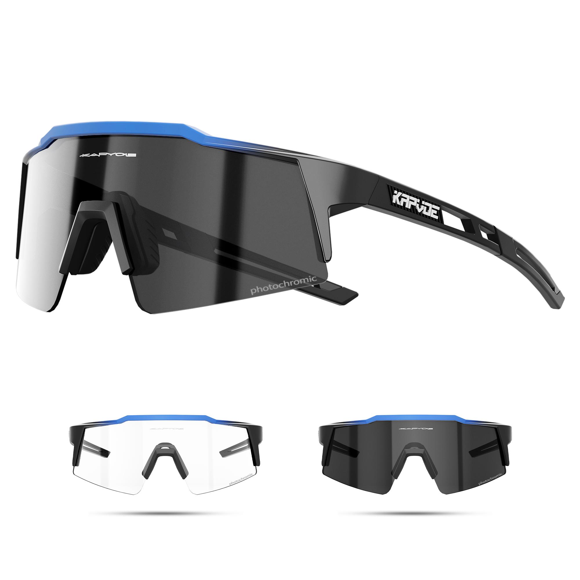 

Kapvoe Photochromic Cycling Sunglasses for Men Glasses Fashion Mountain Bicycle Road Speed Cool Goggles Eyewear Sports MTB Bike Photochromic 1LENS