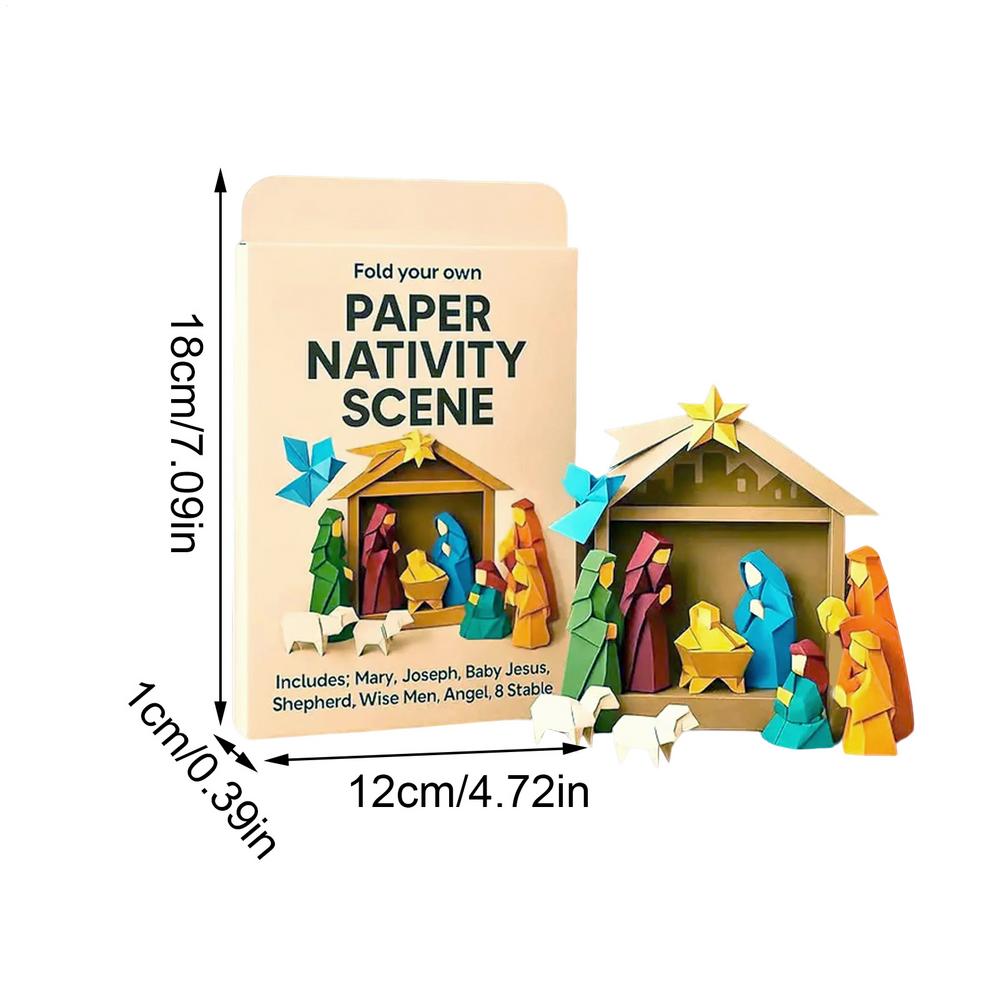 DIY Paper Nativity Scene Christmas OrigamiSet Handmade Party Decorations Easy To Fold Christmas Paper Craft Kit For Beginners