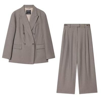 Elegant Women's Two-Piece Set: Loose Double-Breasted Jacket & Straight-Leg Pants
