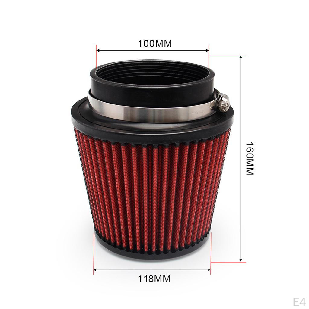 Filter Intake Induction Cone Shape Washable for Car Truck Vehicle Modification Red