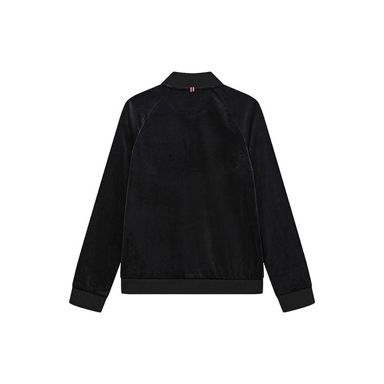 FILA Fw22 Shiny Velvet Casual Raglan Long Sleeve Jacket Women Jacket Black F11W241502F-BK