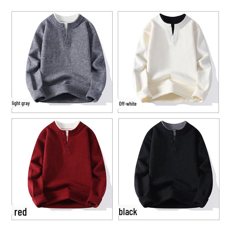 Eastern Camel Men's Faux-Layer V-Neck Knitted Sweater
