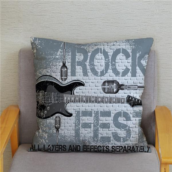 Home Decor Rock Music Print Pillowcases Bedroom Cushion Covers