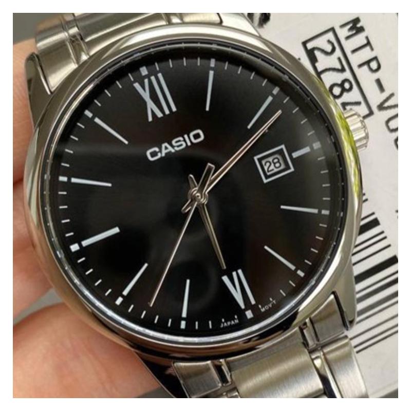 Casio STANDARD Series Simple Retro Small Round Watch Business Casual Fashion Quartz Movement Stainless Steel Strap Japanese and Korean MTP-V002D-1B3