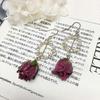 4x 2x Rose Flower Charm Pendants Resin Dried Flower Crafts for DIY Earrings