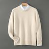 Men's 100% Australian Wool Round Neck Sweater - Skin-Friendly Business Casual Knitwear for Autumn/Winter.