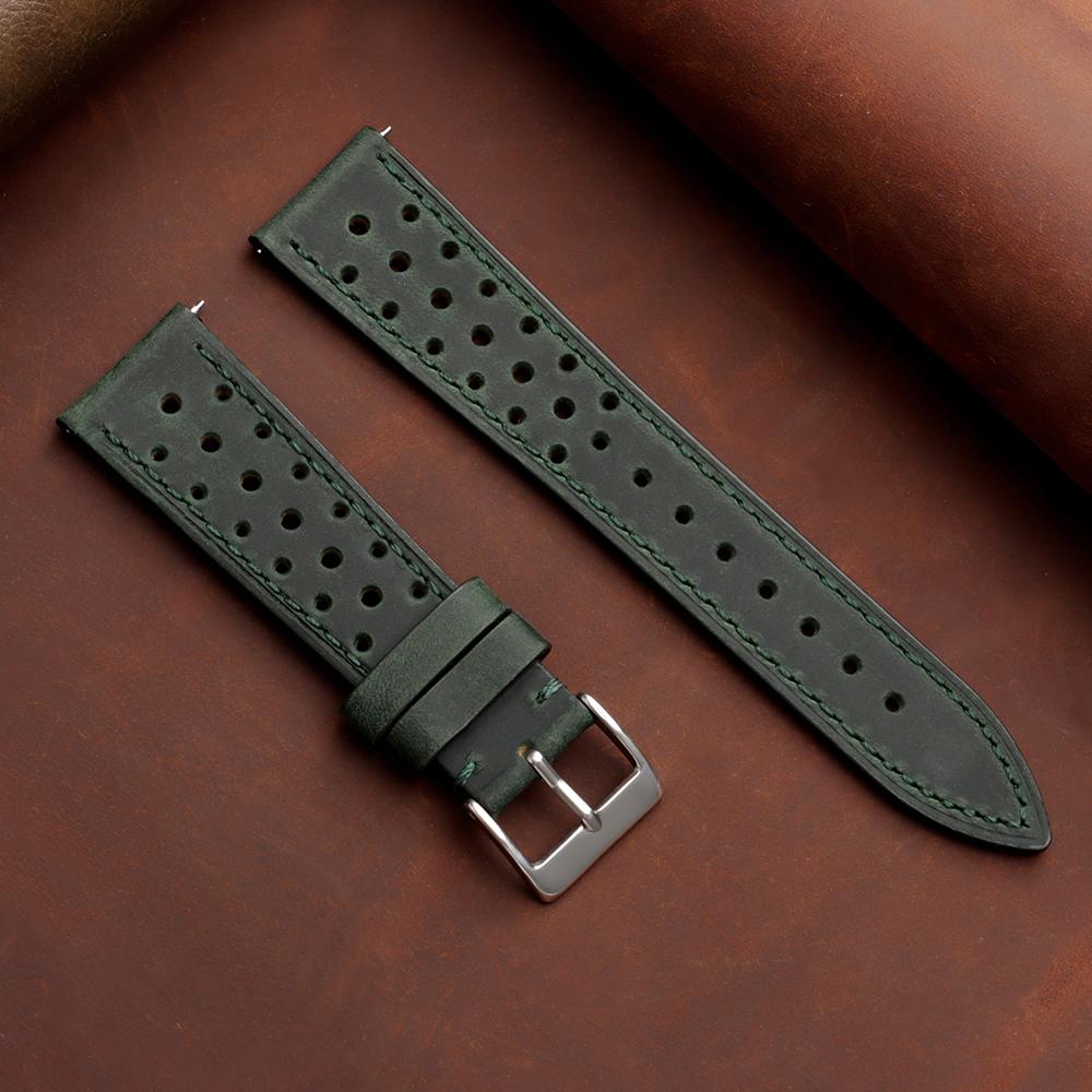 Quick Release Vintage Genuine Leather Watch Band 18mm 19mm 20mm 22mm 24mm Crazy Horse Men Women Strap Breathable Watch Bracelet