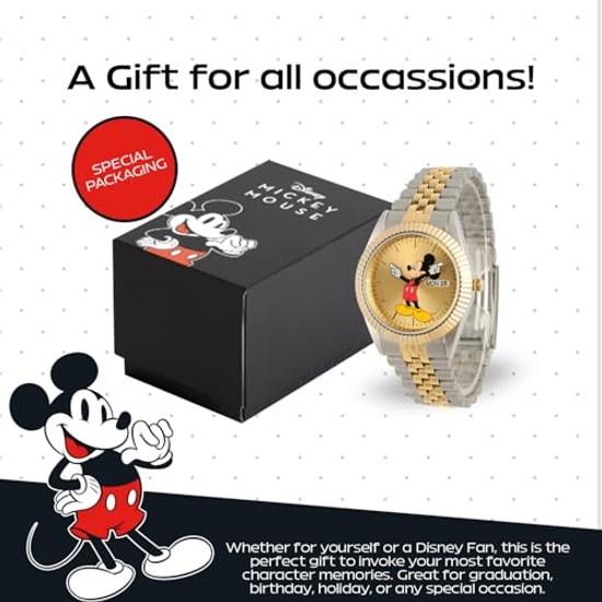 Reloj de pulsera Disney Mickey Mouse para hombre bicolor. reloj 2 - caja bicolor/brazalete de acero inoxidable bicolor.