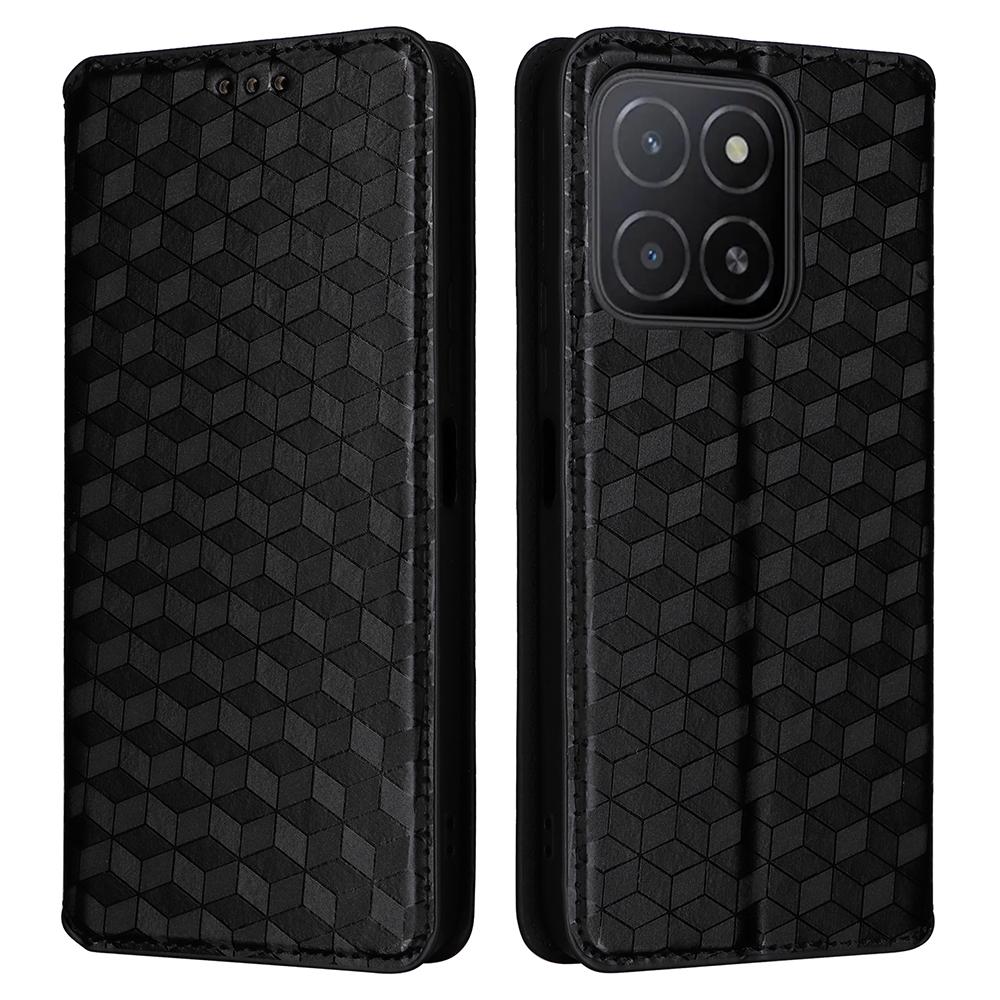 

For Honor X5b/X5b Plus Wallet Case Rhombus Imprinted Leather Phone Cover A