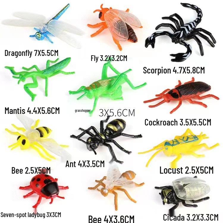 Children's Cognitive Teaching Toys: Insect Models - Butterfly, Ladybug, Rhinoceros Beetle, Bee, Grasshopper